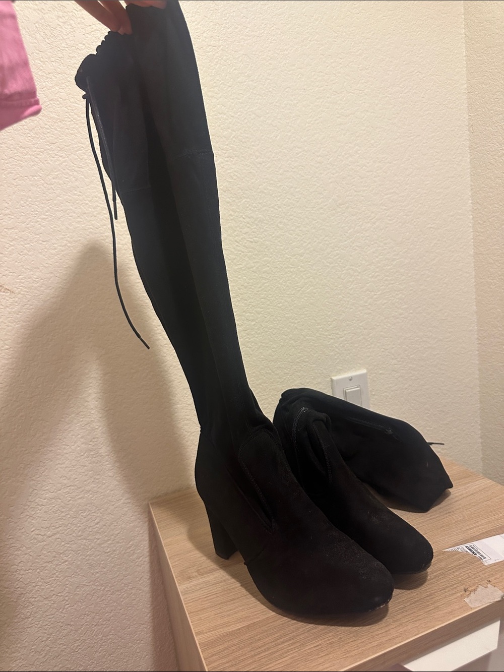 Forever 21 Black Over-the-Knee Block Heel Boots